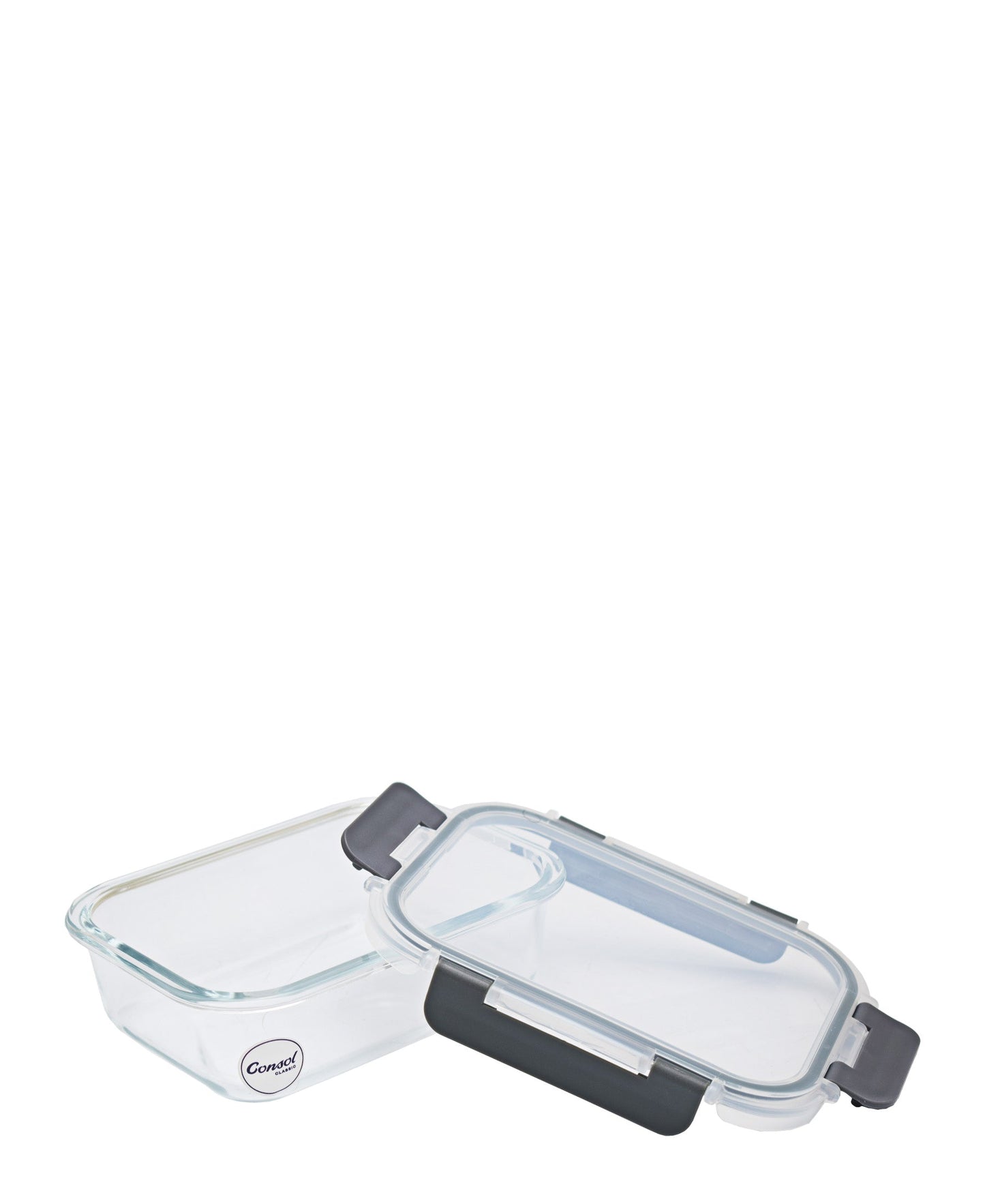 Consol 370ML Madrid Rectangular Glass Storage Container - Transparent & Grey