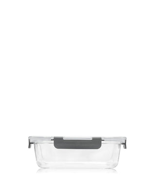 Consol 370ML Madrid Rectangular Glass Storage Container - Transparent & Grey