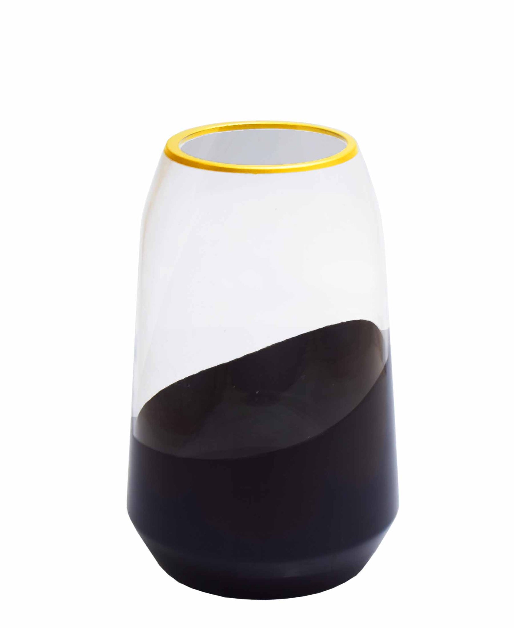Urban Decor Clear Black Vase Gold Rim Clear The Culinarium