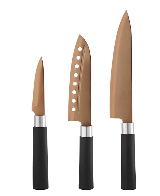 Kitchen Life Samuri 3 piece Knives set - Copper