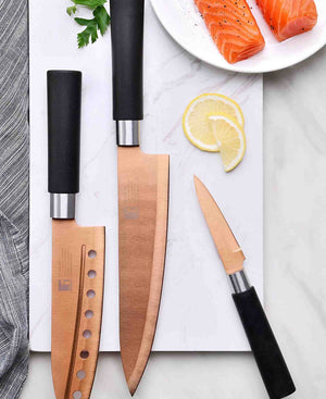 Kitchen Life Samuri 3 piece Knives set - Copper