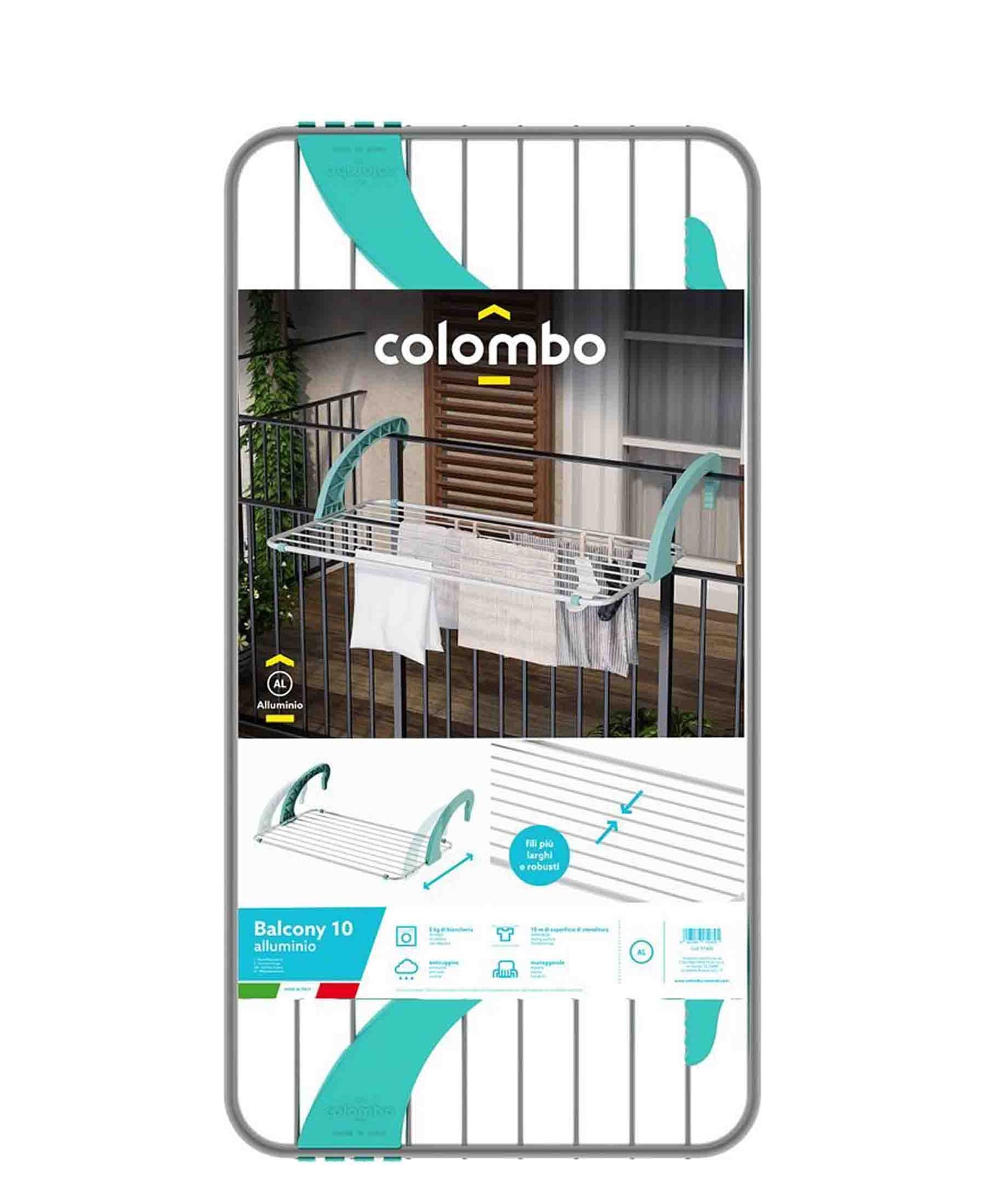 Urban Decor Balcony Dryer - Silver & Teal