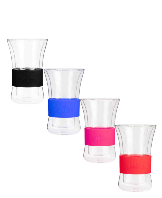 The Barista 4 Piece 250ML Double Wall Mugs With Silicone Wrap - Assorted