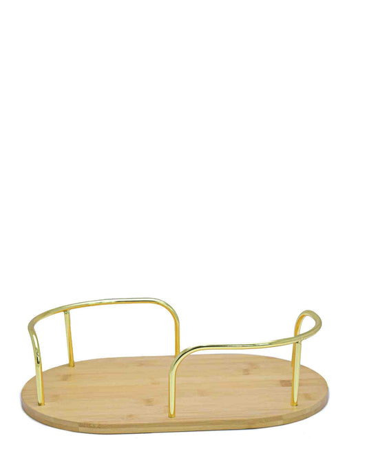 Urban Decor Bamboo Based Tray - Gold Handles