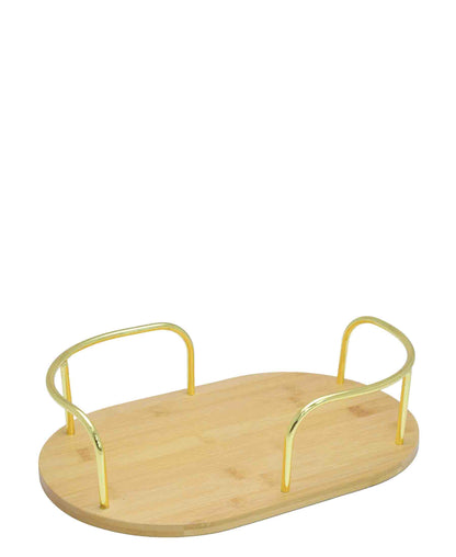 Urban Decor Bamboo Based Tray - Gold Handles