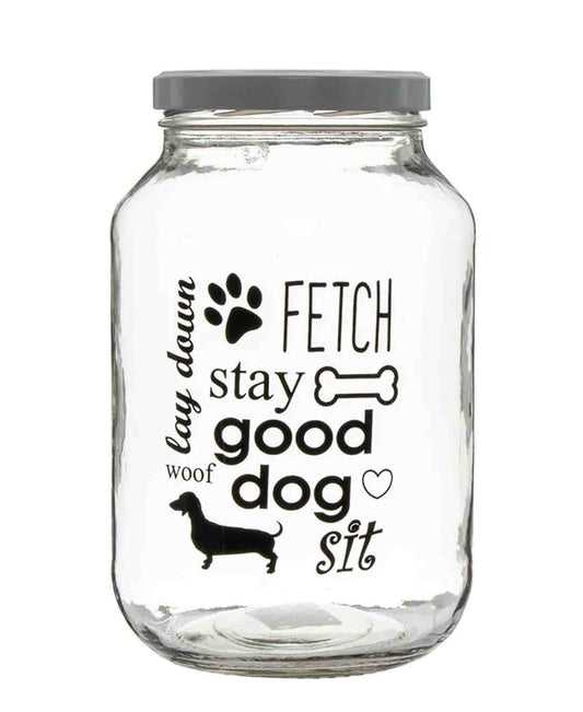Regent Glass Jar With Dog Print And Lid - Clear