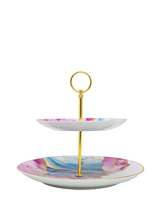 Kitchen Life 2 Tier Cake Stand - Floral White