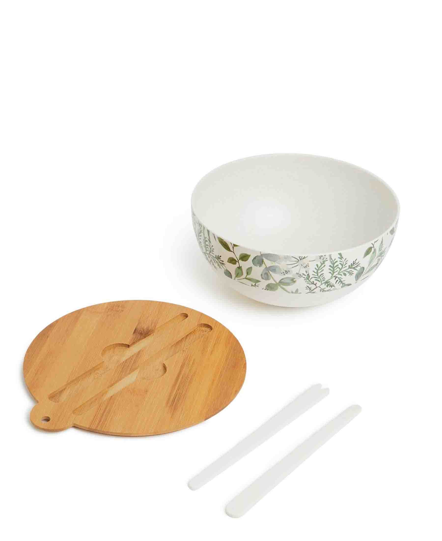 Bamboo Fibre Bowl with Lid & Cutlery
