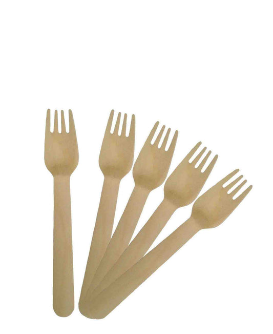 Regent 20 Piece Wooden Disposable Forks - Brown