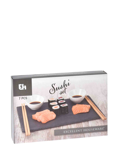 Excellent Houseware 7 Piece Sushi Set - Black