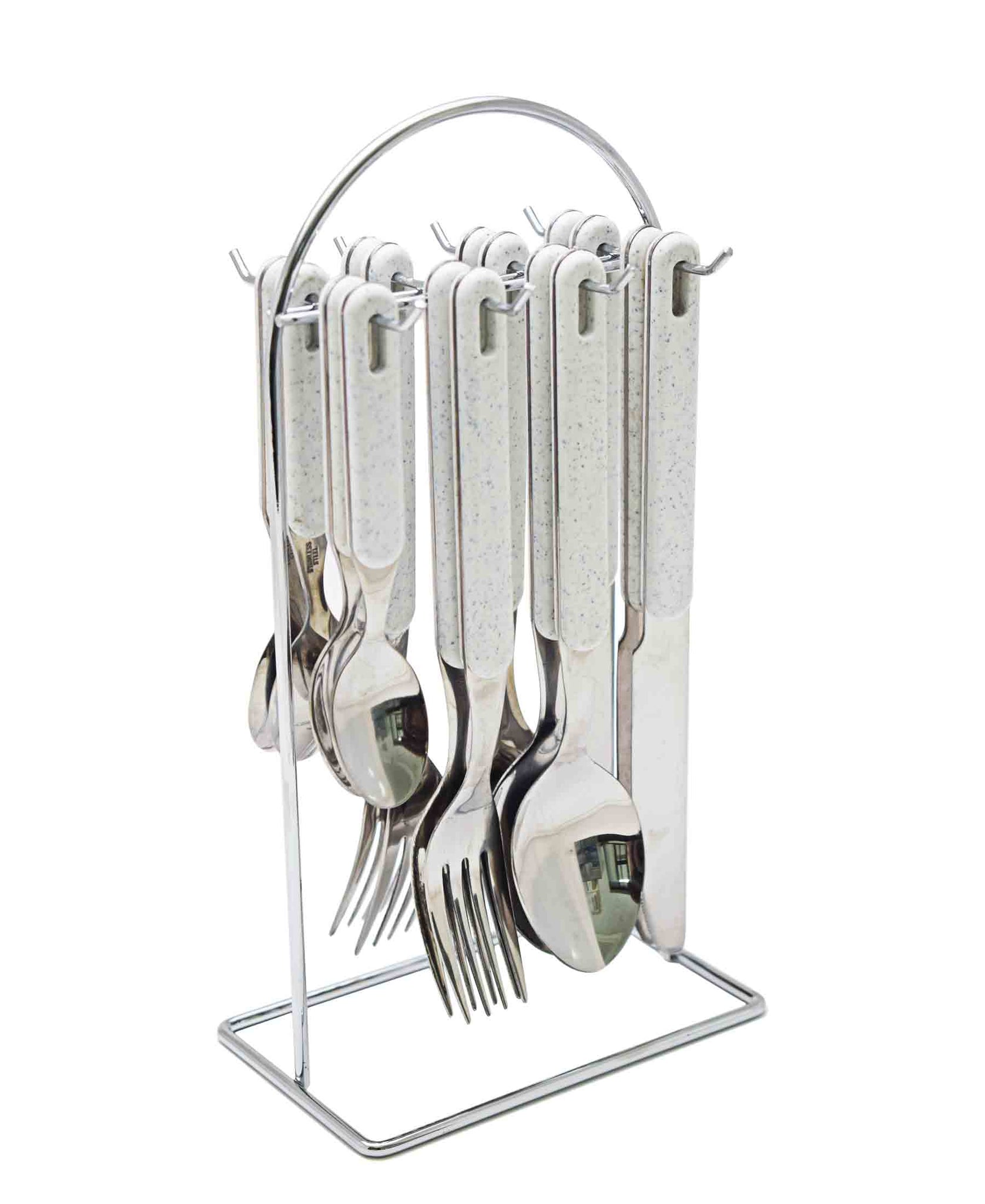 Kitchen Life Exquisite 16 Piece Cutlery Stand With Handle - Cream