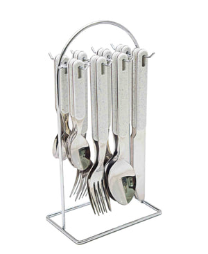 Kitchen Life Exquisite 16 Piece Cutlery Stand With Handle - Cream