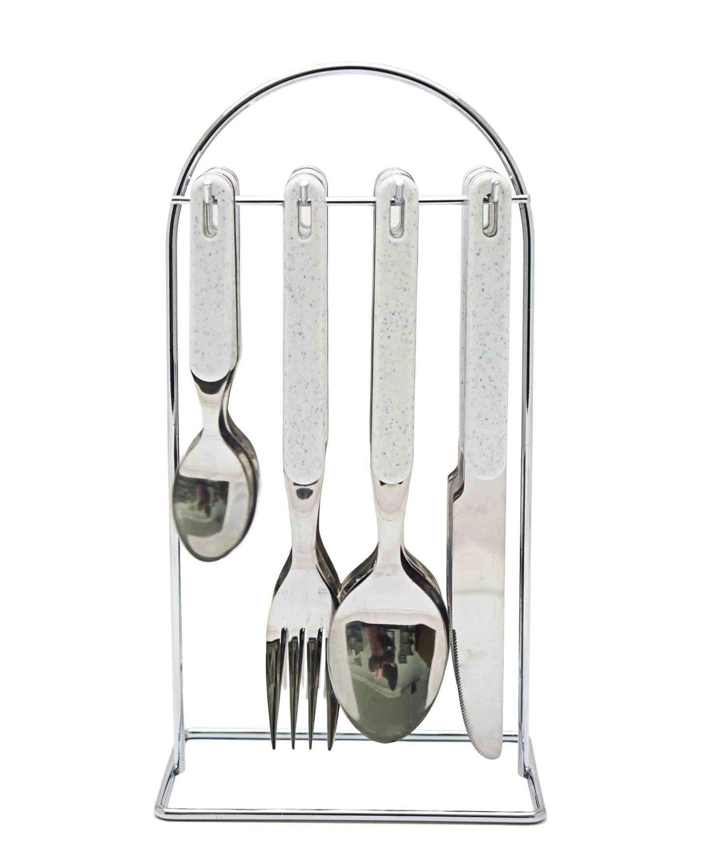 Kitchen Life Exquisite 16 Piece Cutlery Stand With Handle - Cream