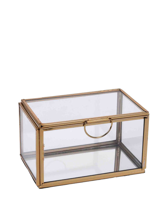 Home & Styling 13cm Glass Jewellery Box - Gold