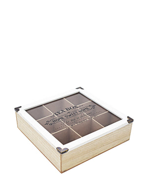 Nu Pine 24cm Wooden Tea Box - White & Oak