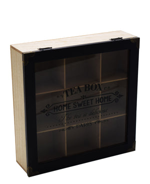 Nu Pine 24cm Wooden Tea Box - Black & Oak