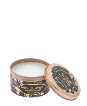 Home & Styling Cotton Linen Scented Candle In Tin