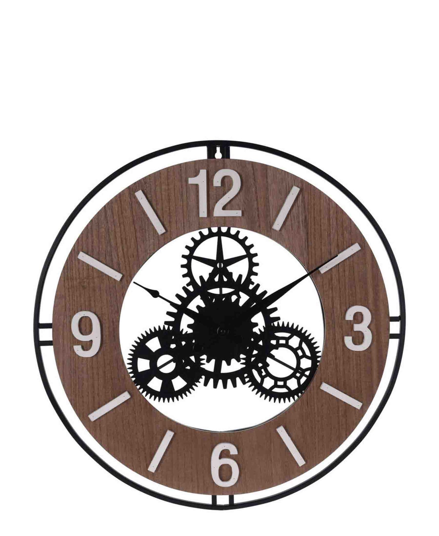 Urban Decor Wall Clock Wood Metal Dia 57cm - Brown