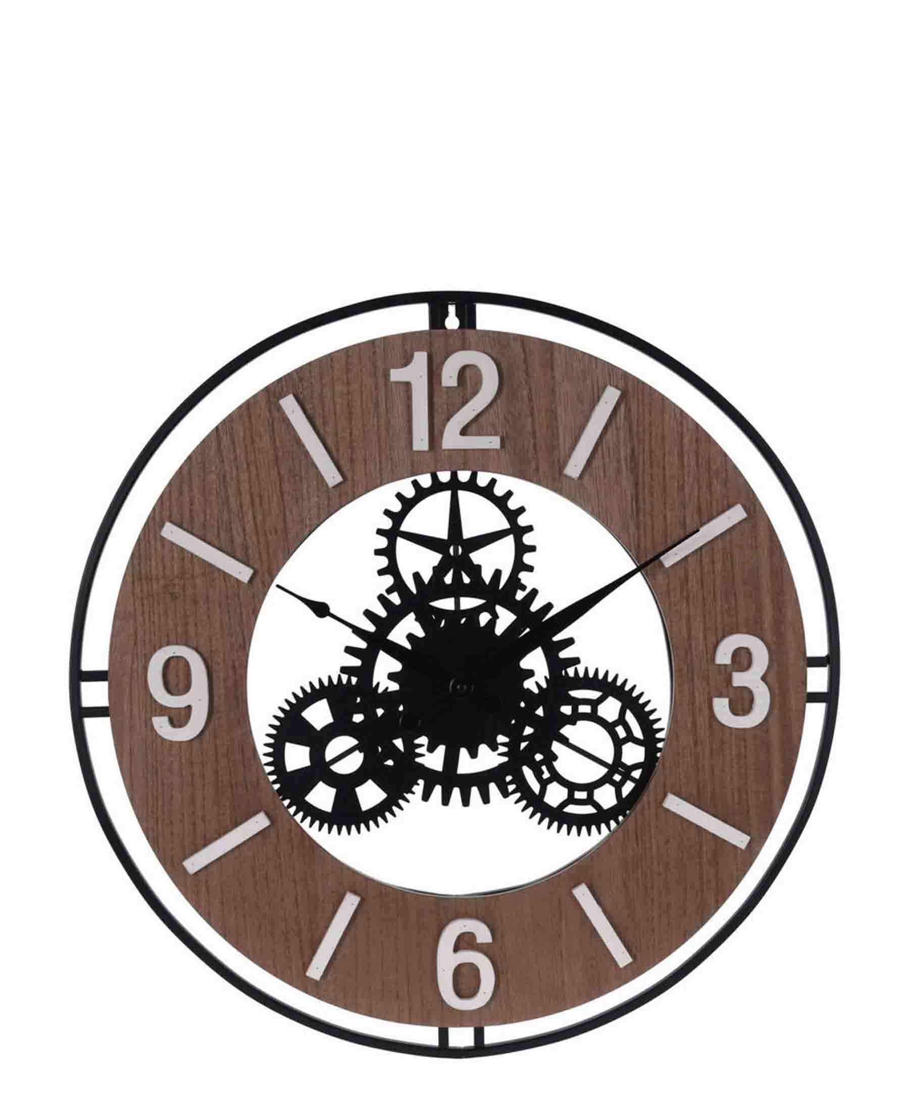 Urban Decor Wall Clock Wood Metal Dia 57cm Brown The Culinarium
