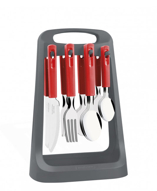 Tramontina Cutlery 24 Pieces With Stand - Red