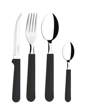 Tramontina 25 Pieces Tableware Set With Steak Knives - Black