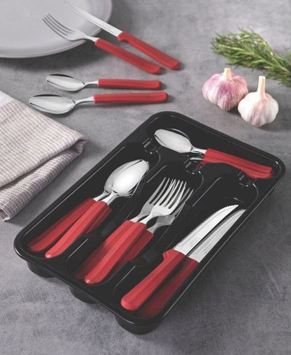 Tramontina 25 Piece Tableware Set With Steak Knives - Red