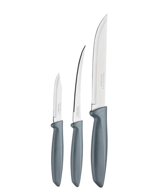 Tramontina Plenos Knife Set 3 Pieces - Grey