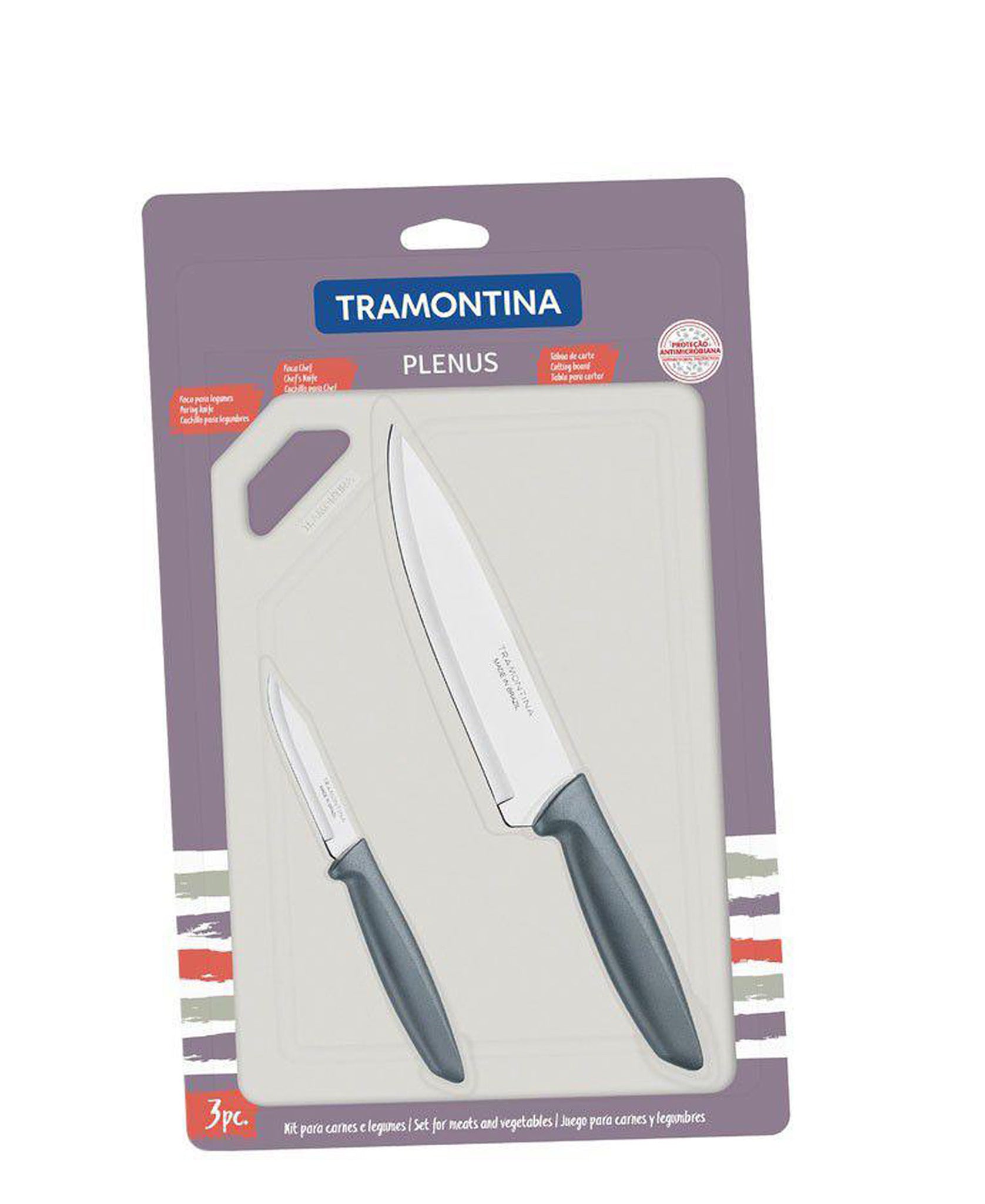 Tramontina Meat & Vegetables Knife Set 3 Pieces - Grey