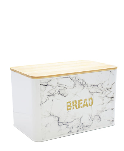 Aqua Marble Bread Bin - White & Grey