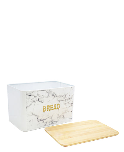 Aqua Marble Bread Bin - White & Grey