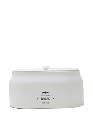 Aqua Iron Bread Bin With Lid - White