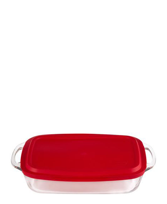Marinex Seletta Roaster With Handles 37.1cm - Transparent With Red Lid