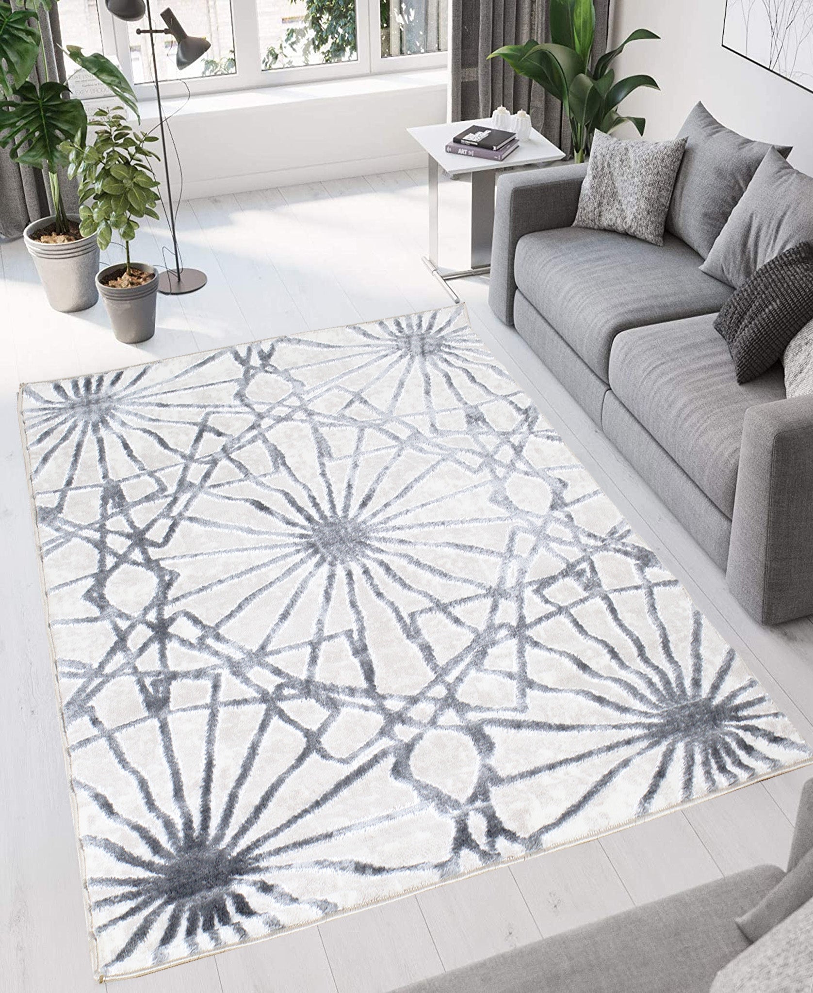 Konya Abstract Carpet 500mm X 800mm - Grey