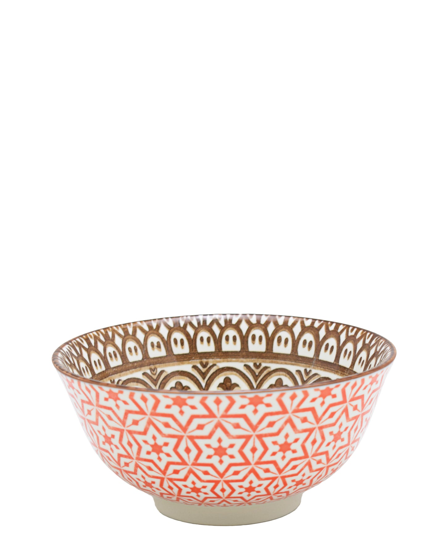 Shanghai Bowl 6.25cm - White, Brown & Orange