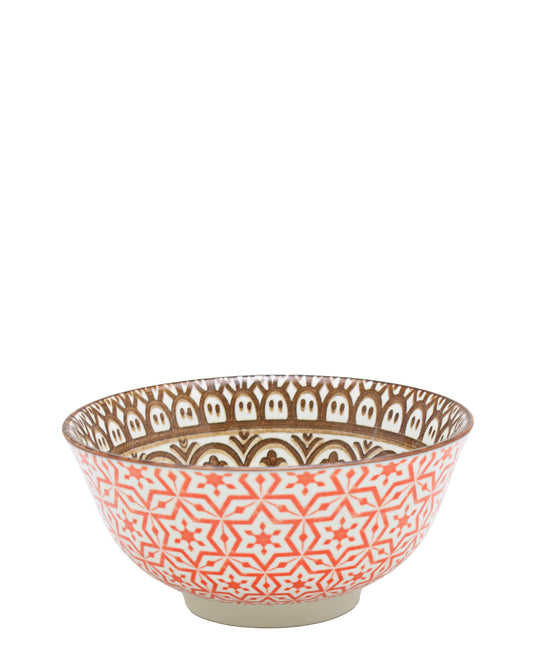 Shanghai Bowl 6.25cm - White, Brown & Orange