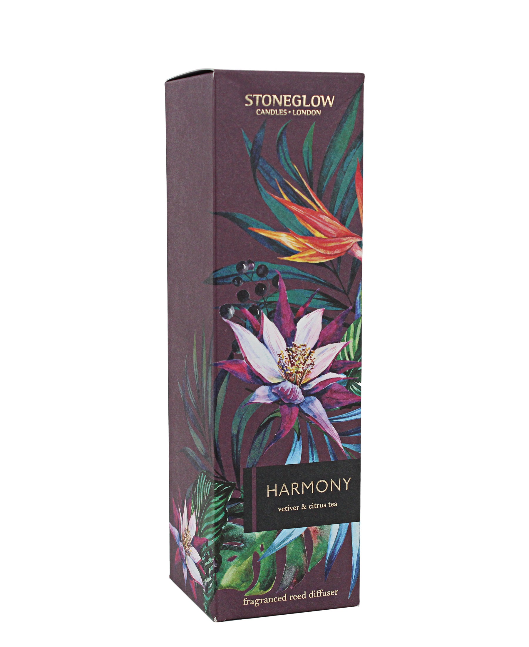 Stoneglow Harmony Vetiver & Citrus Tea Reed Diffuser - Purple