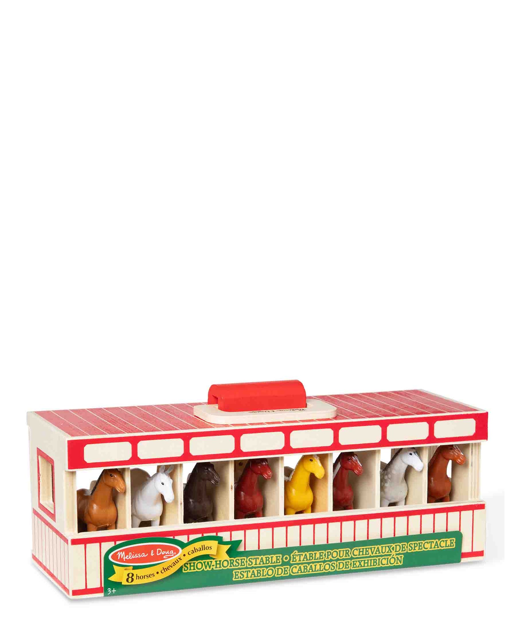 Melissa & Doug Take-Along Show-Horse Stable Play Set With Wooden Stable Box  and 8 Toy Horses 