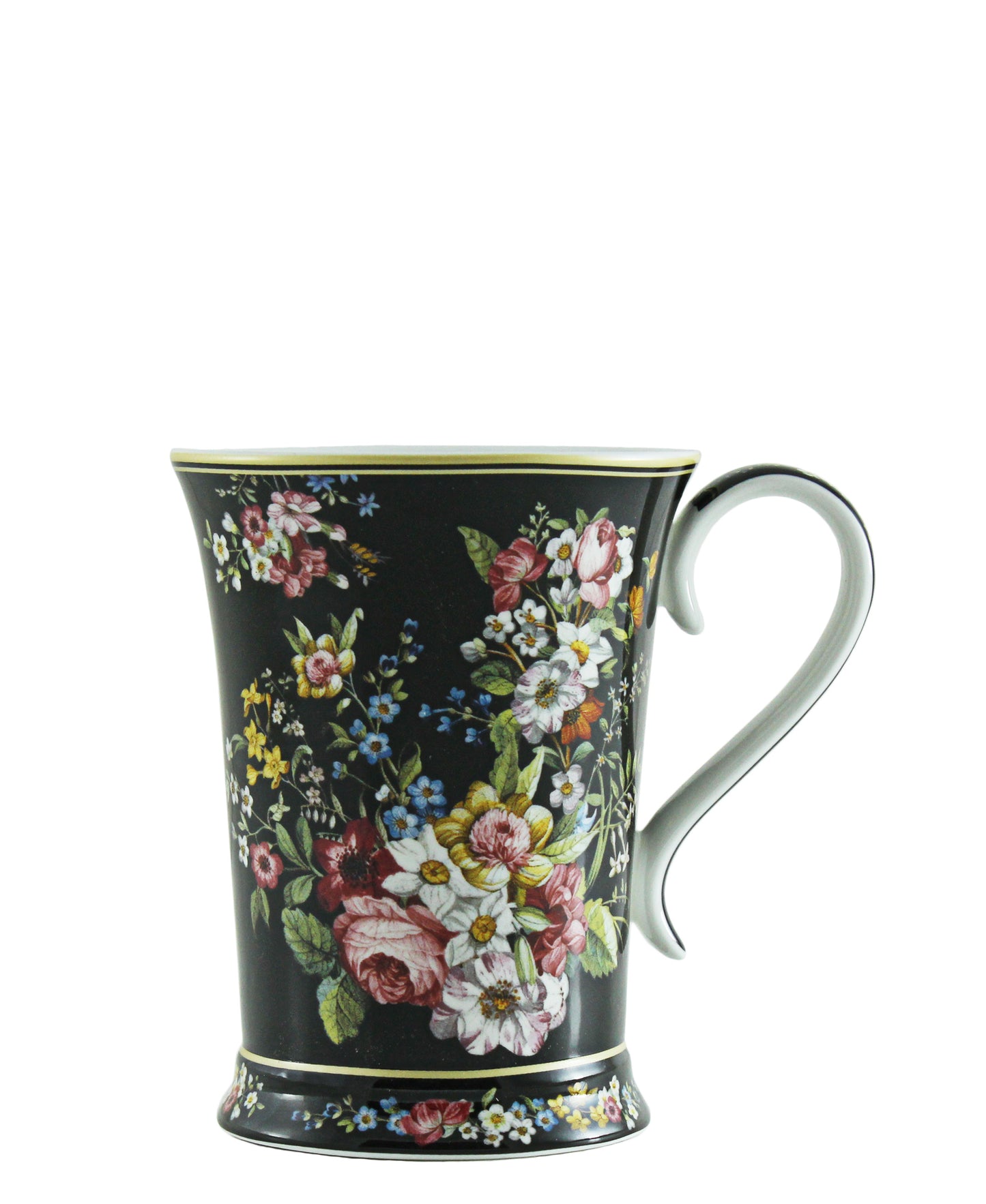 Kitchen Life 270ml Floral Mug - Black