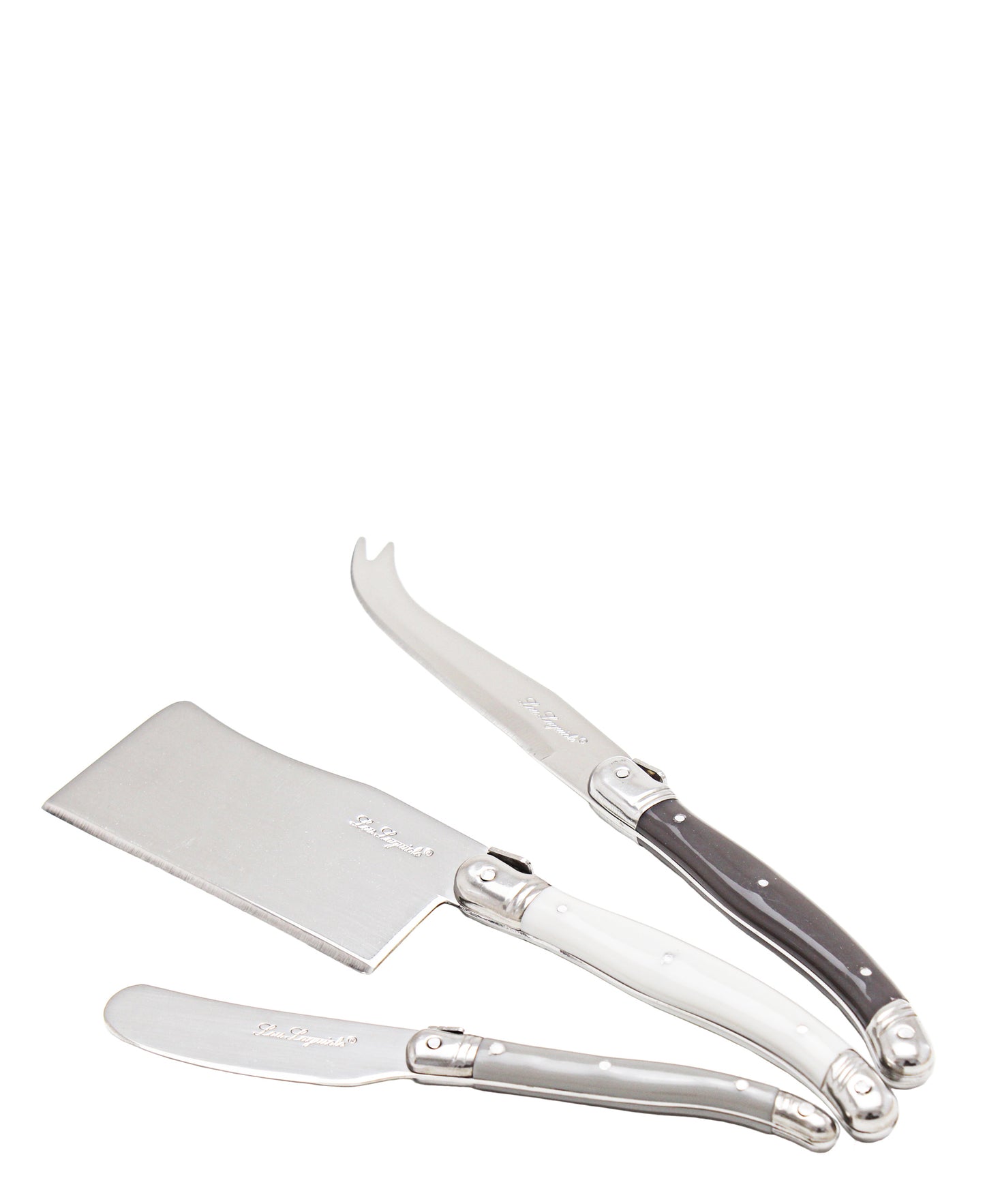 Lou Laguiole Cheese Knife 3 Piece Set - Silver