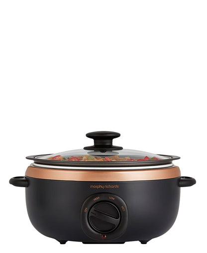 Morphy Richards Slow Cooker Manual Aluminium 3,5L 163W - Black & Rose Gold