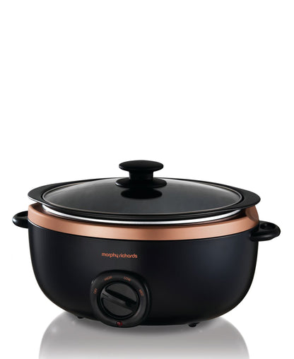 Morphy Richards Slow Cooker Manual Aluminium 3,5L 163W - Black & Rose Gold