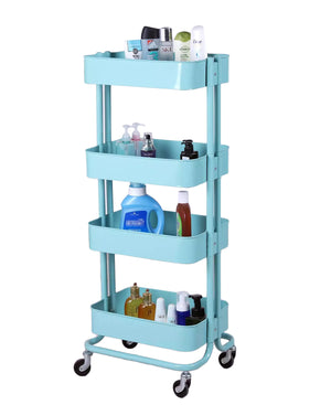 Monaco 4 Tier Kitchen Storage Rack With Wheels - Baby Blue
