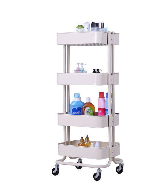Monaco 4 Tier Rolling Utility Cart With Wheels - White