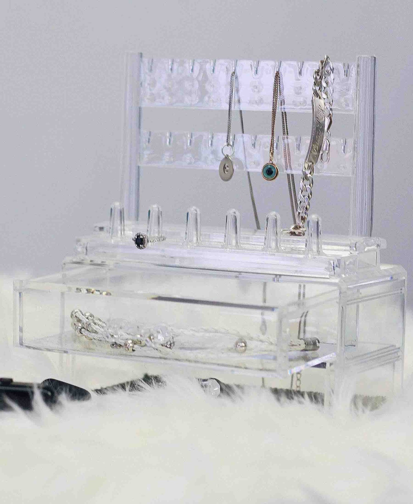 Ghost Necklace Organizer With Drawers - Transparent