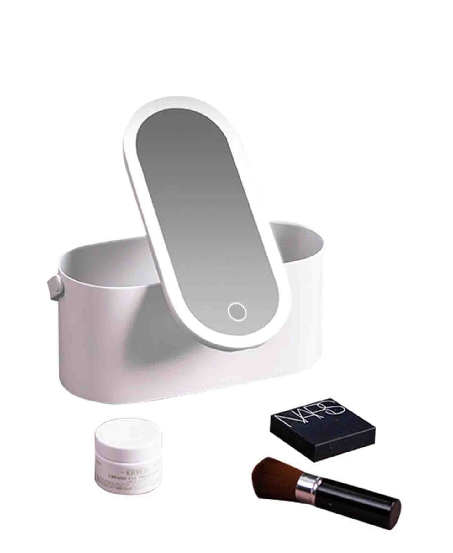 3 in 1 Makeup Storage With Mirror & LED Light - White