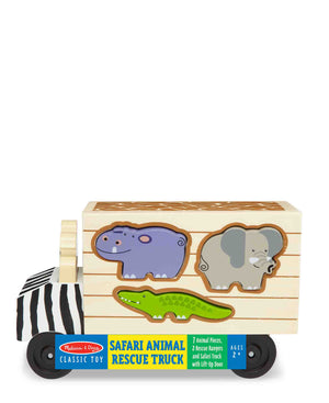 Melissa & Doug Animal Rescue Shape-Sorting Truck - Wooden Toy With 7 Animals  and 2 Play Figures -Vehicle Toys For Toddlers Standard 