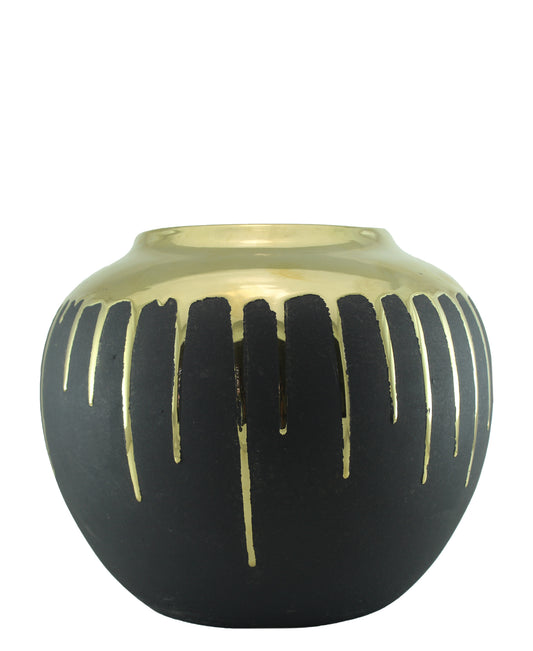 Urban Decor Gold Drip Vase - Black
