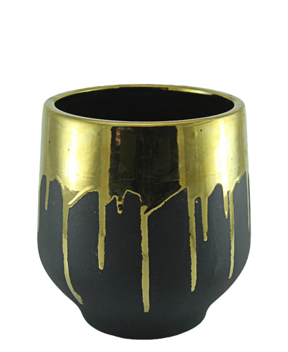 Urban Decor Gold Drip Short Vase - Black