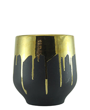Urban Decor Gold Drip Short Vase - Black