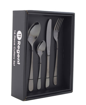Regent Chiswick Stainless Steel 16 Piece Cutlery - Black